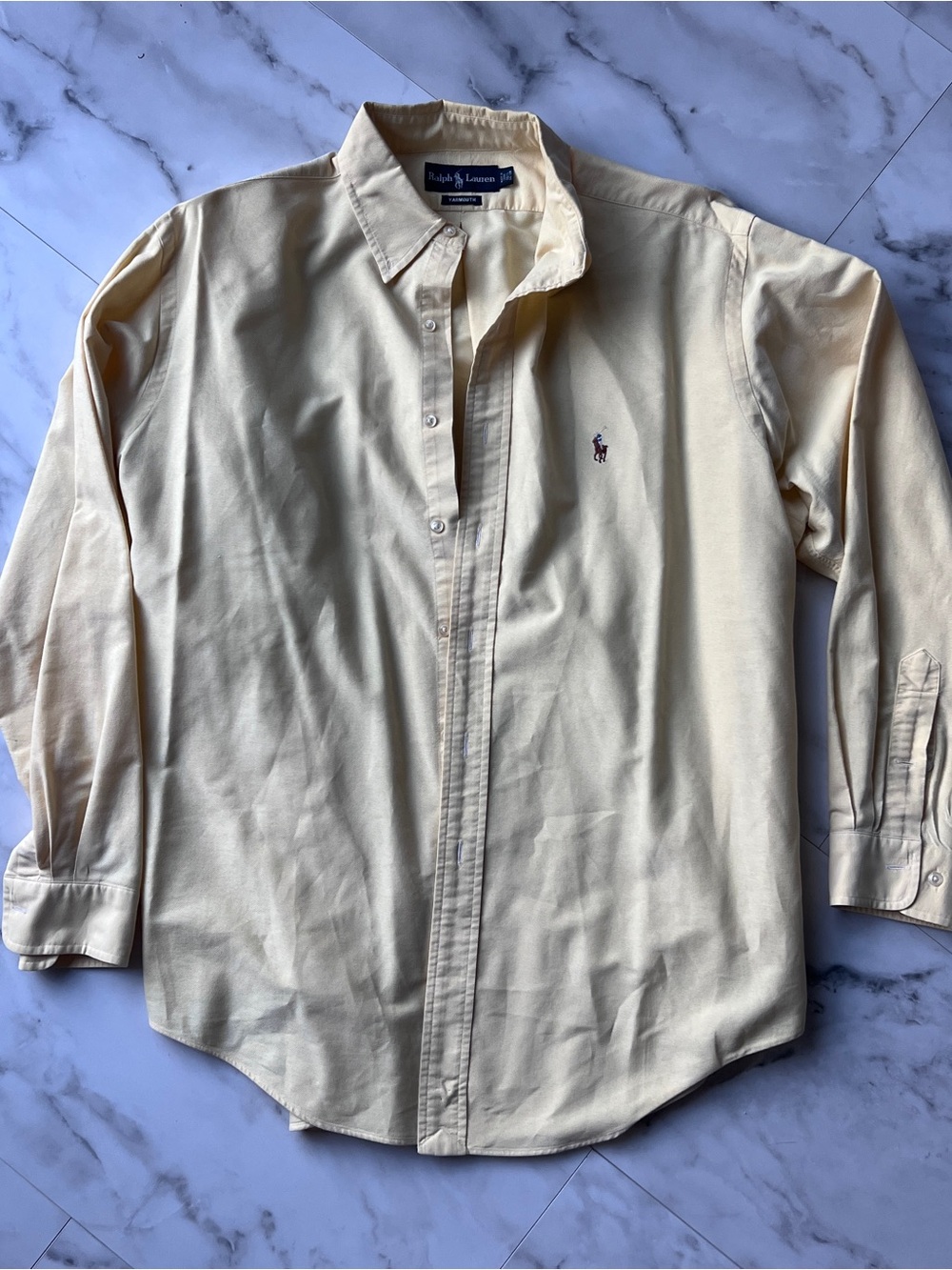 Ralph Lauren Pale Yellow Yarmouth Button-Down Oxford Shirt 16.5 x 34/35